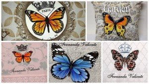 pintando mariposas en tela